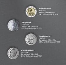 Innenansicht: Porträts der Bundeskanzler auf 2 DM (Euro) Umlaufmünzen