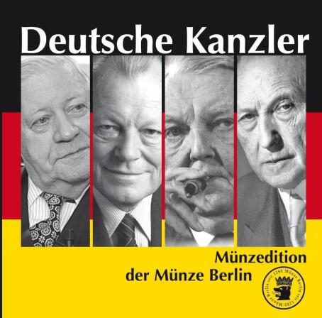 Deutsche Kanzler - Willy Brandt, Konrad Adenauer, Helmut Schmidt und Ludwig Erhard - Münzedition der Münze Berlin,
